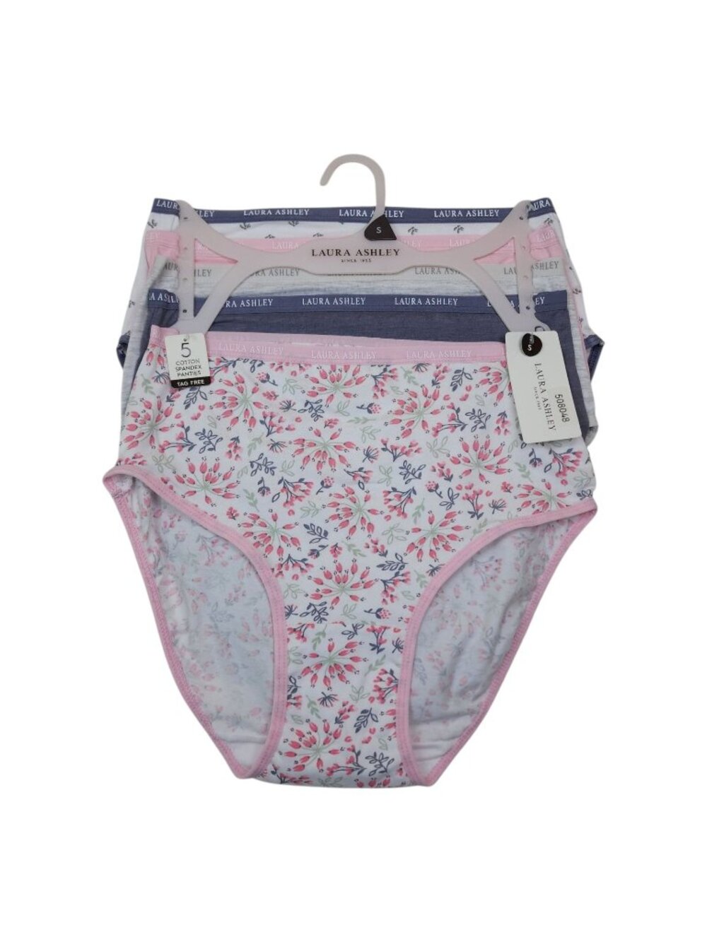 Laura Ashley 5-Pack Womens Panties S Cotton/Spandex Tag Free Floral & Solid